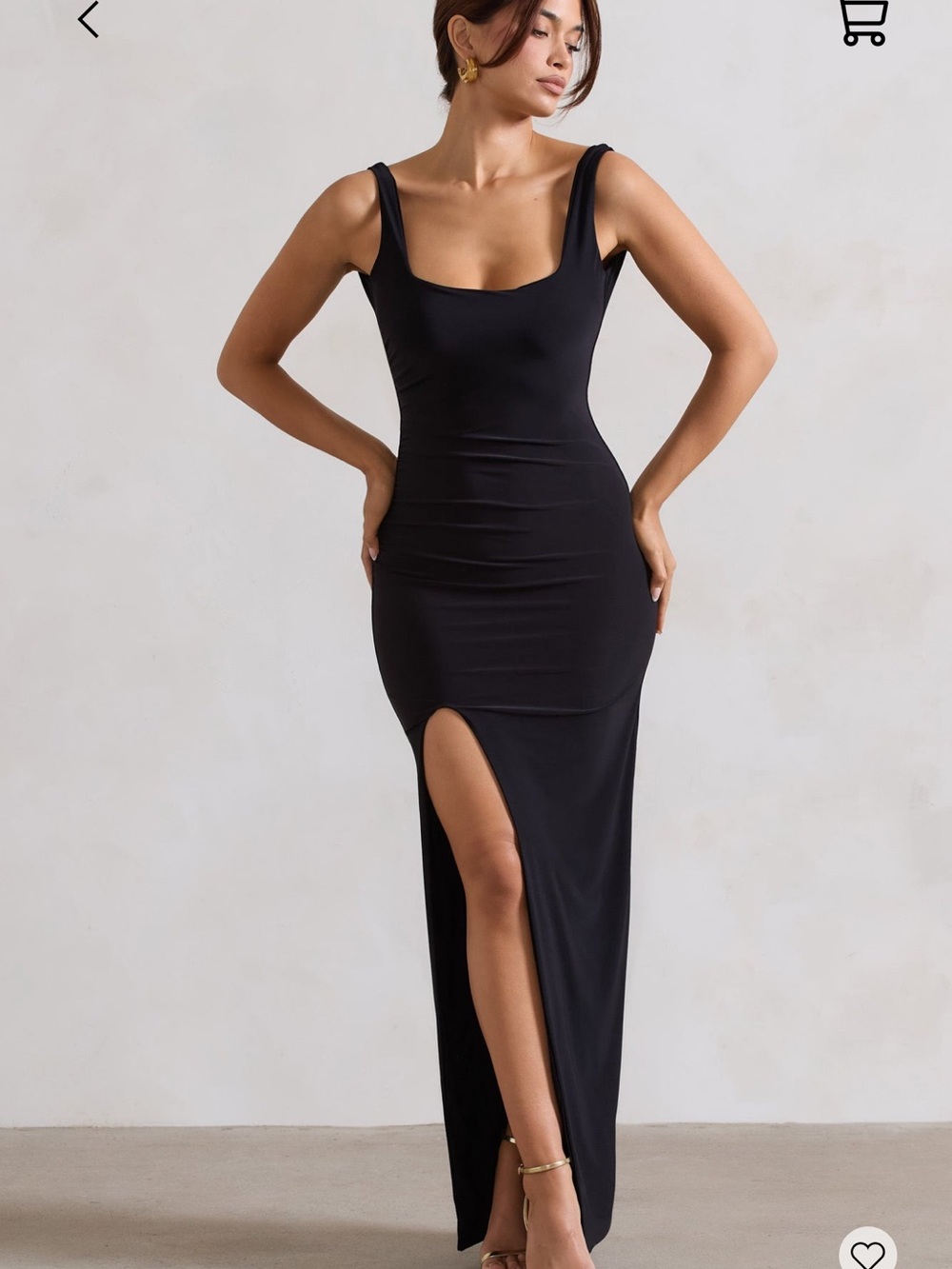 Club L London Black Maxi Dress with Thigh Slit